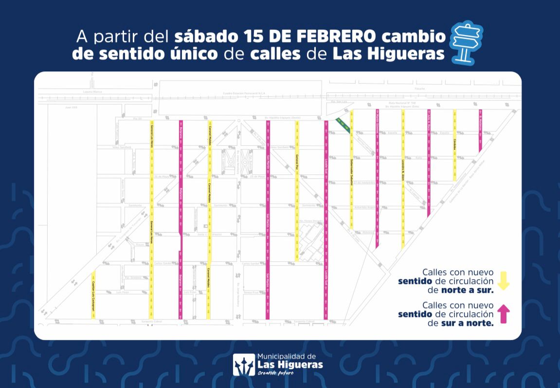 Las Higueras implementa sentido único en varias calles para mejorar la circulación vehicular